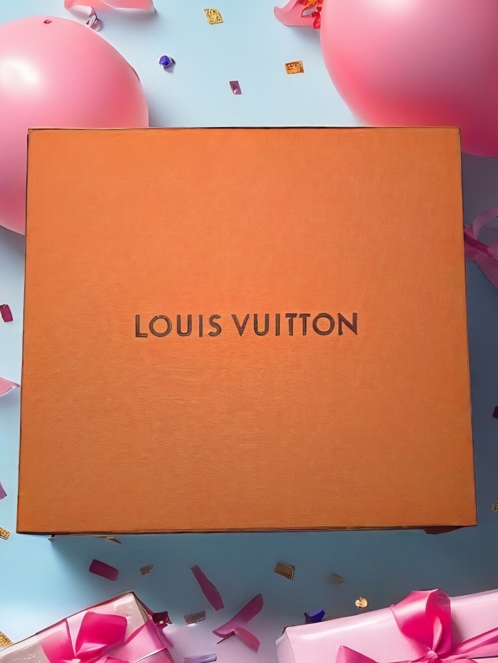 Louis Vuitton Orange Logo Box NEW.              11 3/4" X  10 3/4" X 6" . Large
